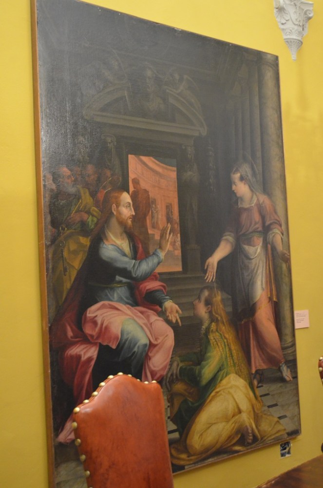 Quadro Cristo in casa di Marta e Maria di L. Fontana Quadreria Bologna